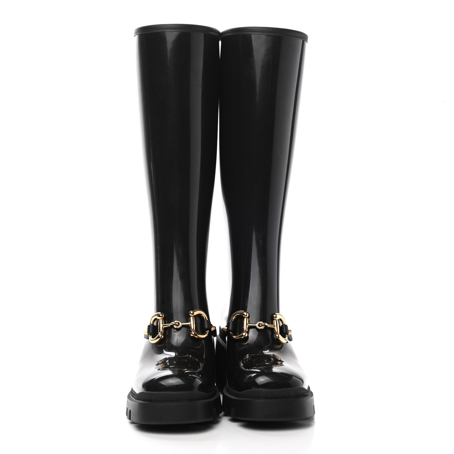 Gucci Rubber Horsebit Knee High Boots 37 Black 2 of 9