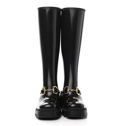 Gucci Rubber Horsebit Knee High Boots 37 Black 2 of 9