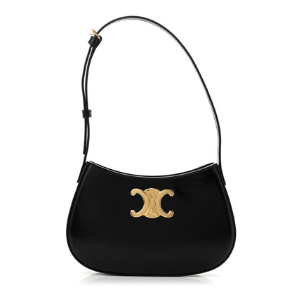 Celine Shiny Calfskin Medium Tilly Triomphe Shoulder Bag Black 1 of 12