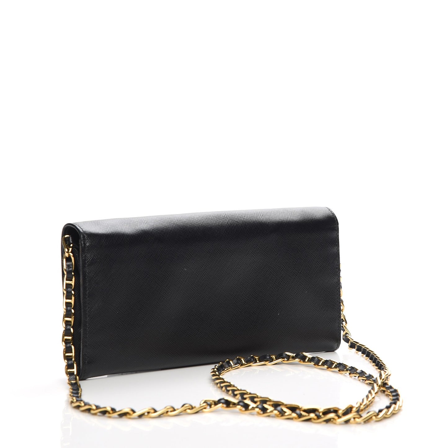 Saffiano Metal Oro Chain Wallet Nero Black