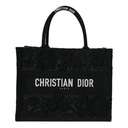 Christian Dior Embroidered 3D Macrame D-Lace Butterfly Medium Book Tote Black Multicolor 1 of 9
