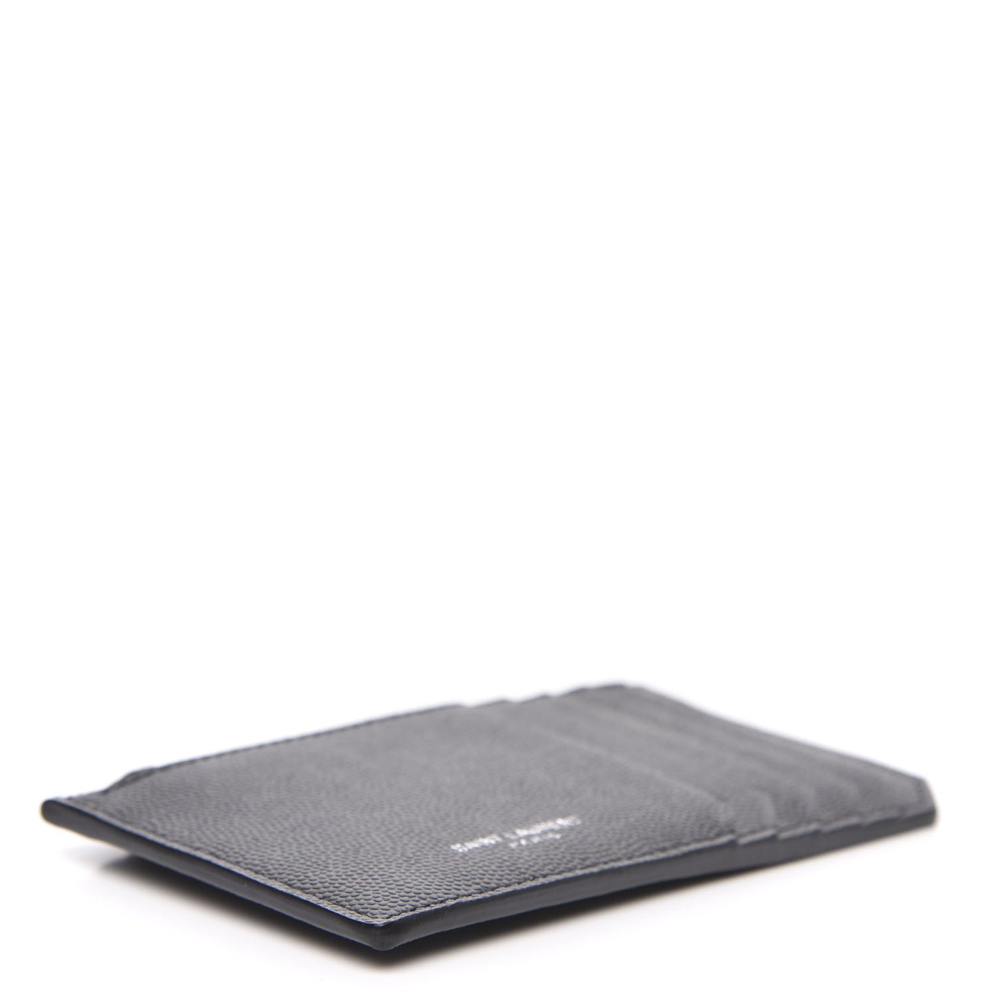 Grained Calfskin 5 Fragments Zip Pouch Card Holder Black