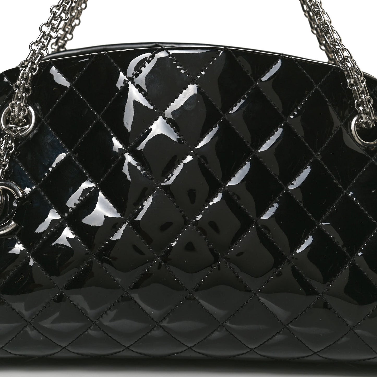 Patent Quilted Medium Just Mademoiselle Bowling Bag Black