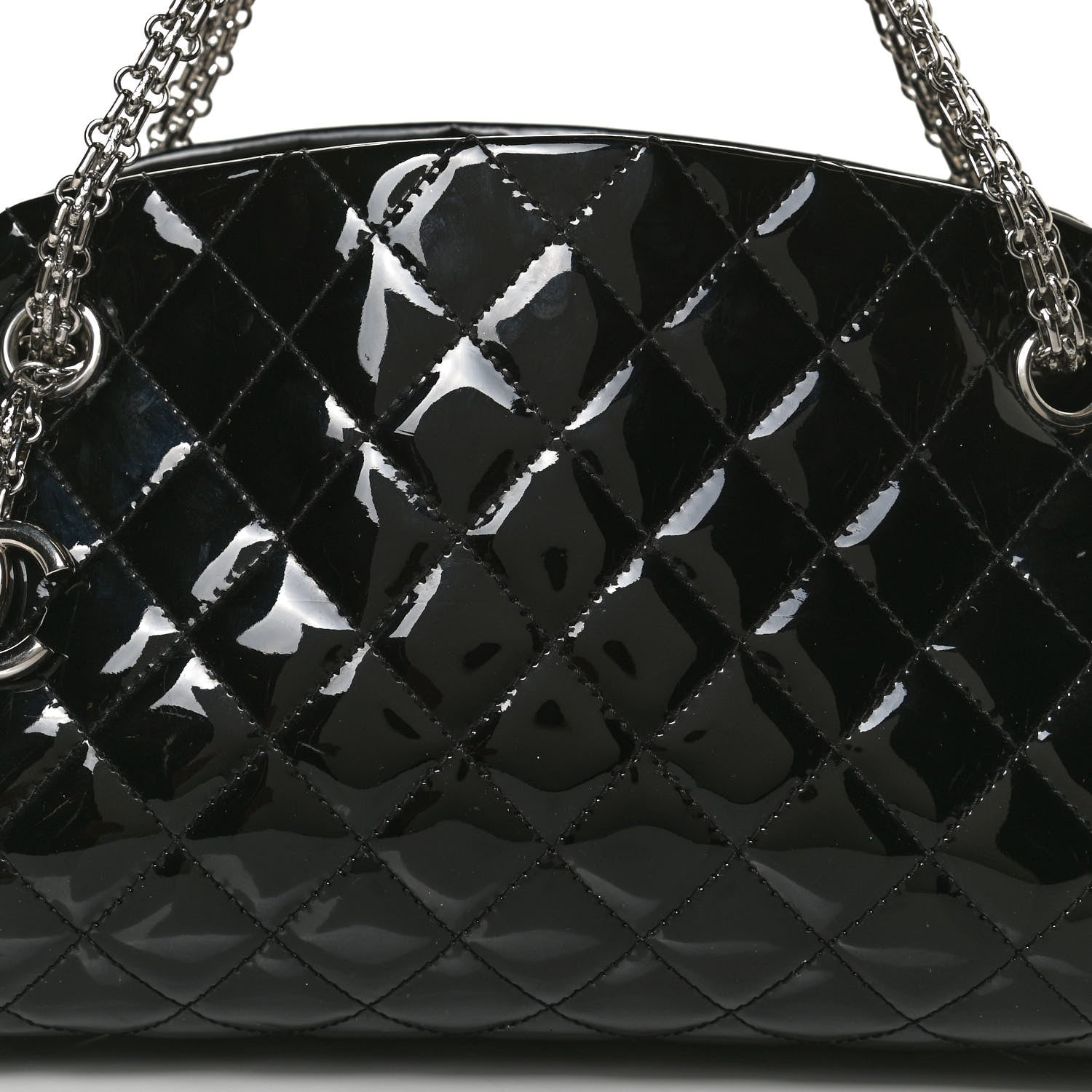 Chanel Patent Quilted Medium Just Mademoiselle Bowling Bag Black 8 of 10
