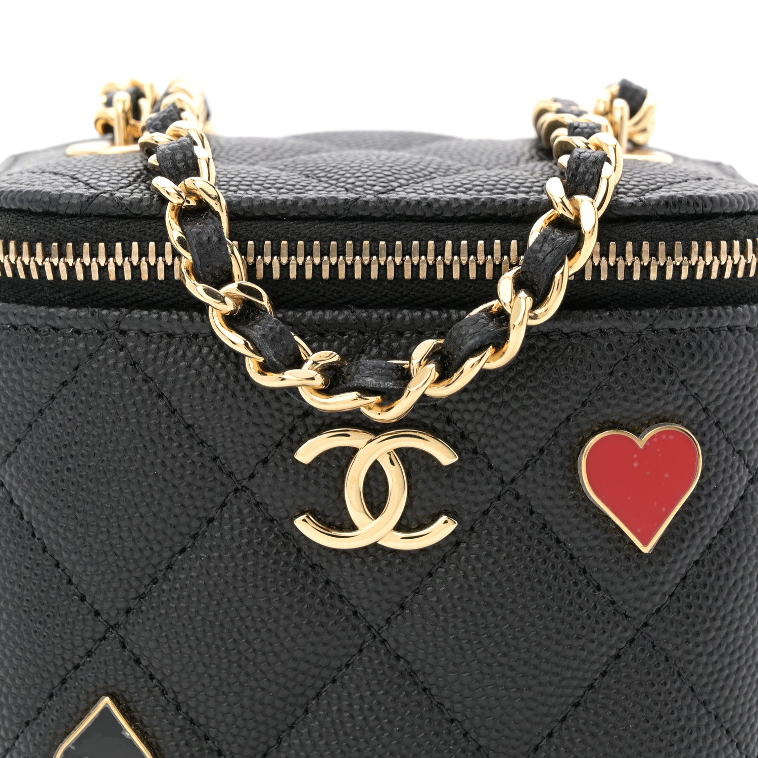 Chanel Caviar Quilted Enamel Coco Casino Mini Vanity Case With Chain Black 8 of 11