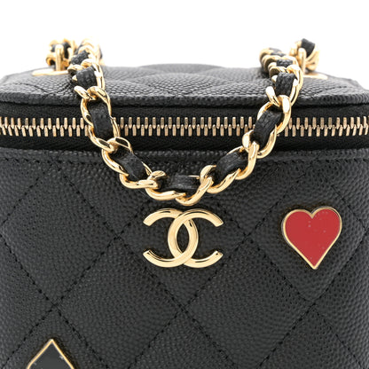 Chanel Caviar Quilted Enamel Coco Casino Mini Vanity Case With Chain Black 8 of 11