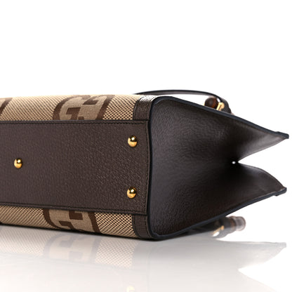 Gucci Monogram Jumbo GG Textured Dollar Calfskin Small Diana Tote Bag Camel Ebony New Acero 9 of 10