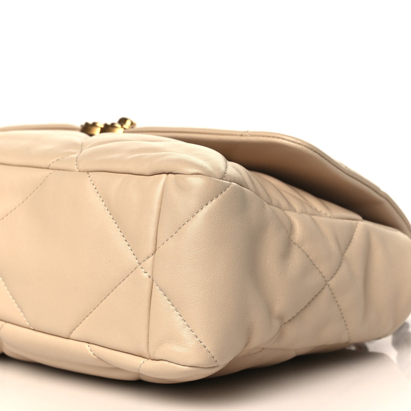 Lambskin Quilted Large Chanel 19 Flap Beige