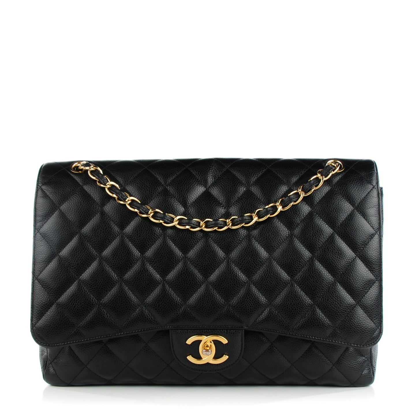 Caviar Quilted Maxi Double Flap Black
