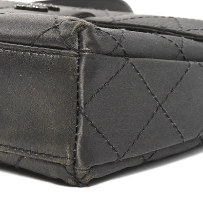 Chanel Satin Quilted Crystal CC Square Flap Grey 10 of 13