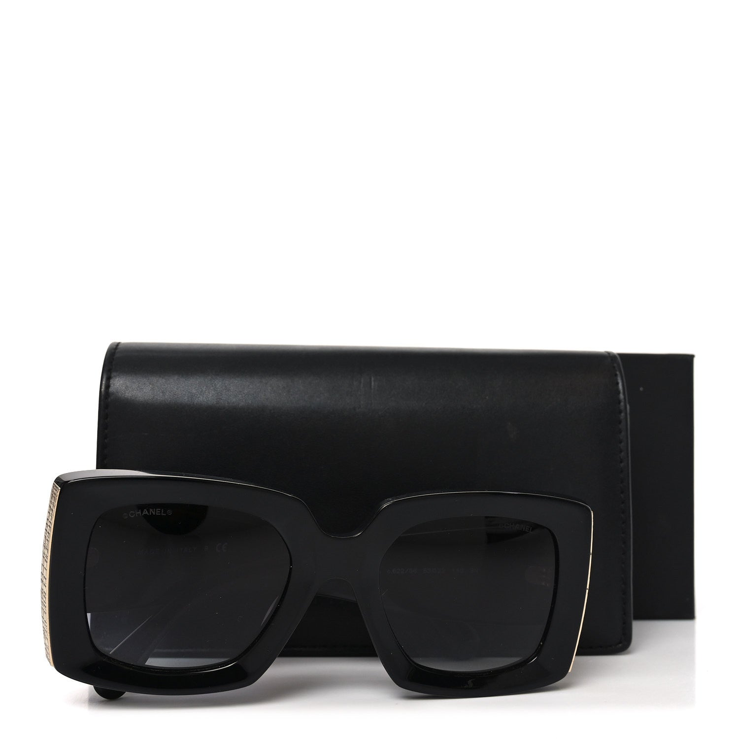 Chanel Acetate Rectangle Sunglasses 5435-A Black 7 of 7