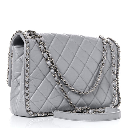 Chanel Crumpled Calfskin Large Chain All Over Flap Grey 3 of 10