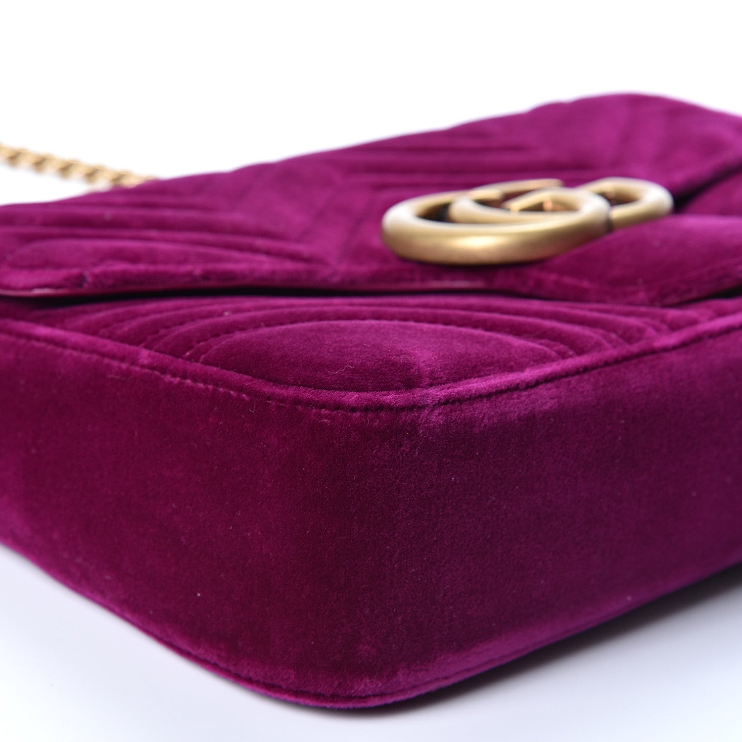 Gucci Velvet Matelasse Medium GG Marmont Shoulder Bag Fuchsia Violet Cyclamen 7 of 10