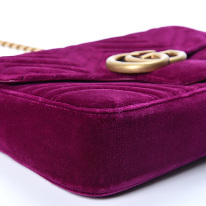 Gucci Velvet Matelasse Medium GG Marmont Shoulder Bag Fuchsia Violet Cyclamen 7 of 10