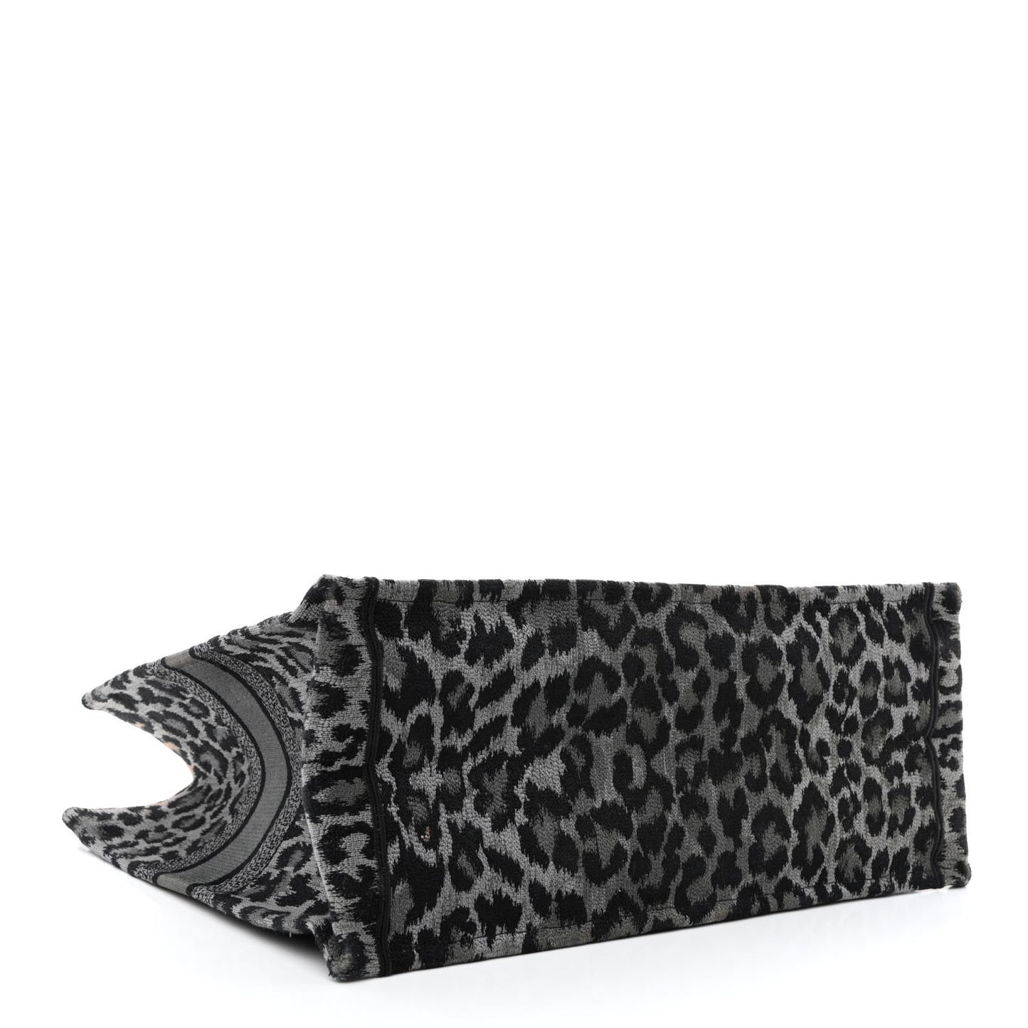 Canvas Mizza Embroidered Large Leopard Book Tote Grey