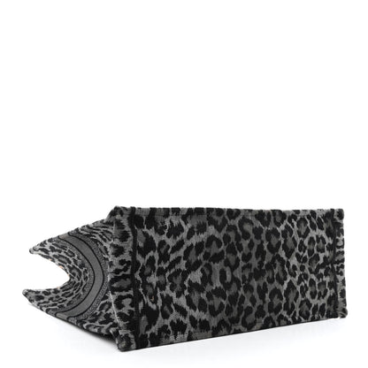 Christian Dior Canvas Mizza Embroidered Large Leopard Book Tote Grey 4 of 12