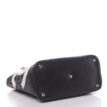 Chanel Calfskin Quilted Large Cambon Tote Black White 4 of 12