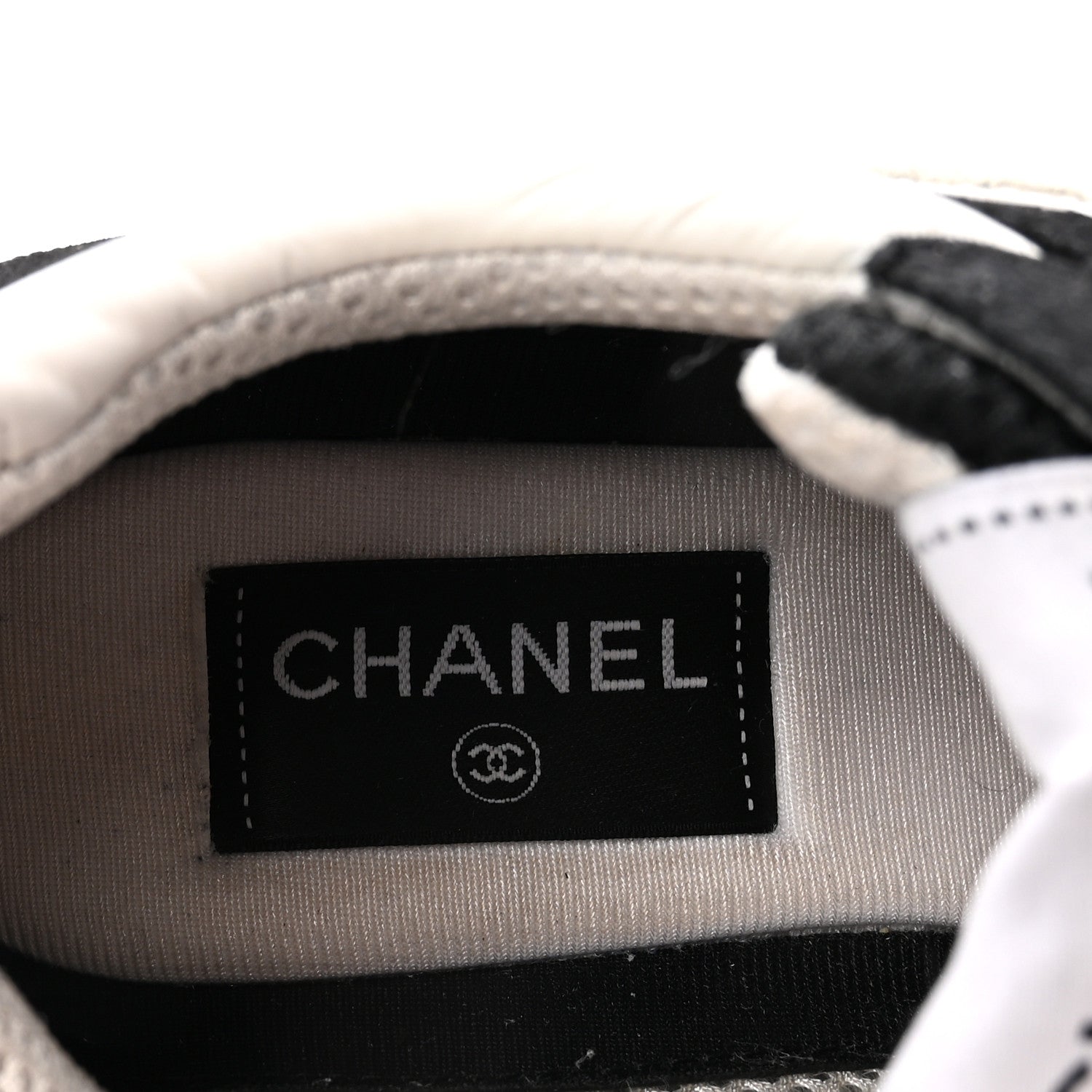 Chanel Mesh Suede Grained Calfskin Womens CC Sneakers 40 Black White 8 of 9
