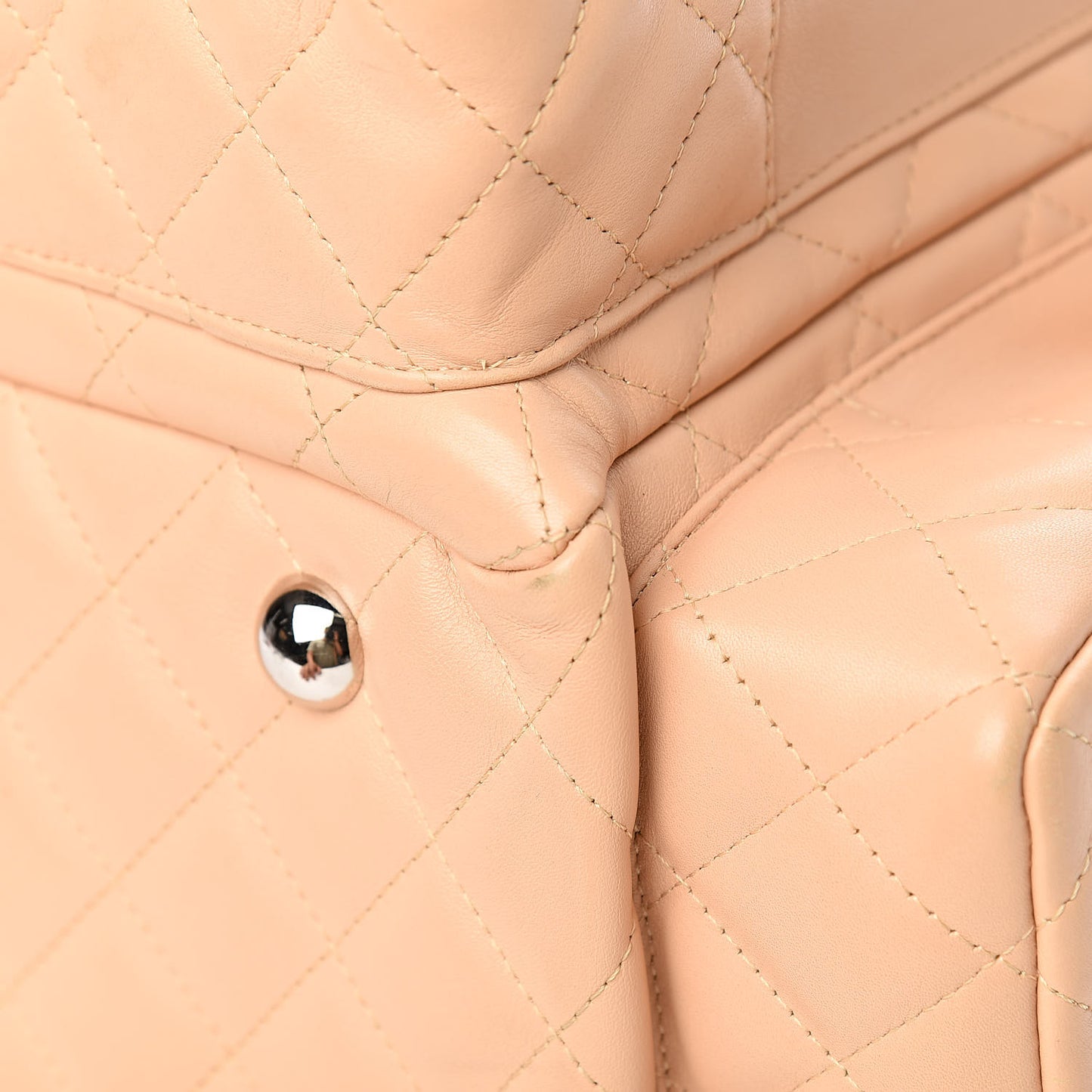 Calfskin Quilted Large Cambon Multipocket Reporter Beige Black