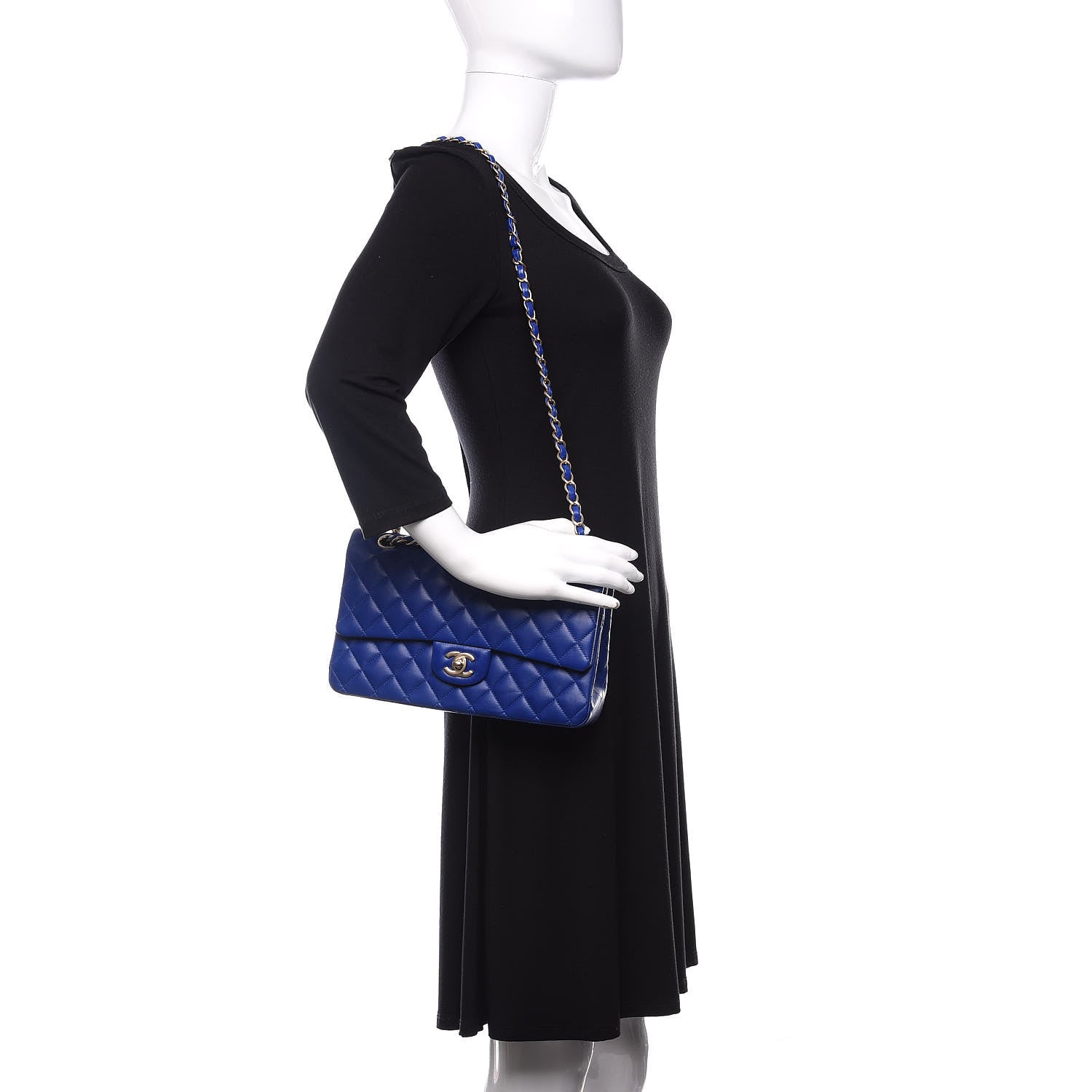Chanel Lambskin Quilted Medium Double Flap Blue 2 of 14