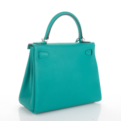 Hermes Taurillon Clemence Kelly Retourne 28 Bleu Paon 3 of 26