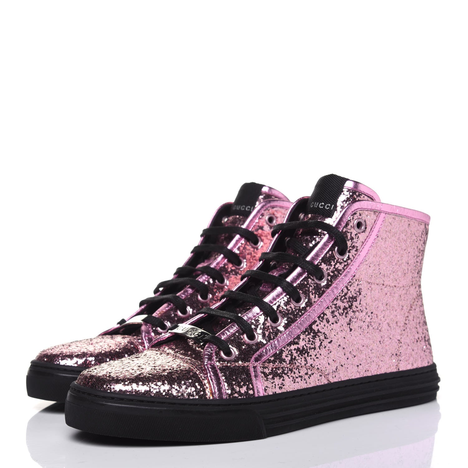 Gucci Glitter Galactica Nappa High Top Sneakers 39.5 Soft Pink Rosa 3 of 9