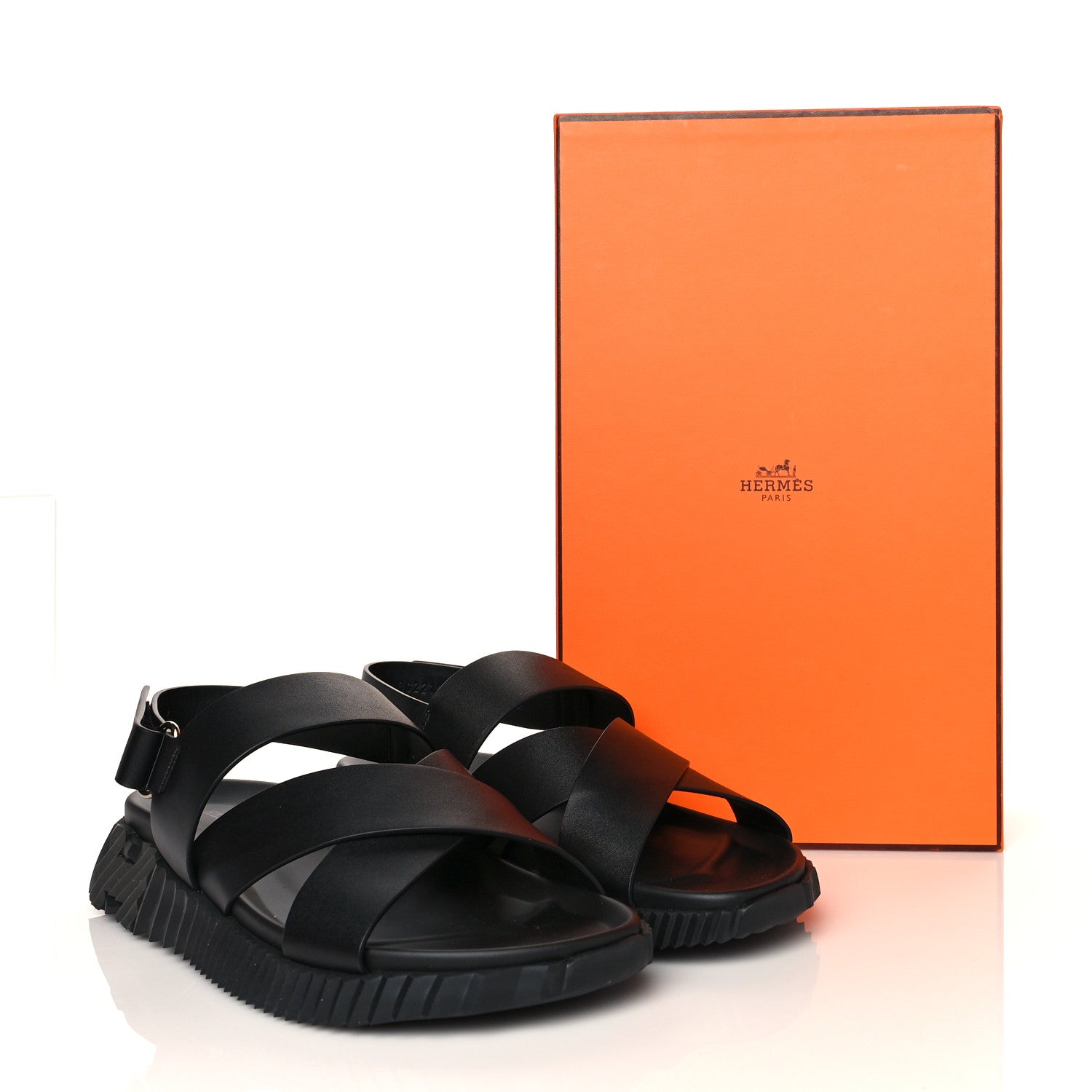Hermes Calfskin Goatskin Mens Electric Sandals 42 Black 8 of 8