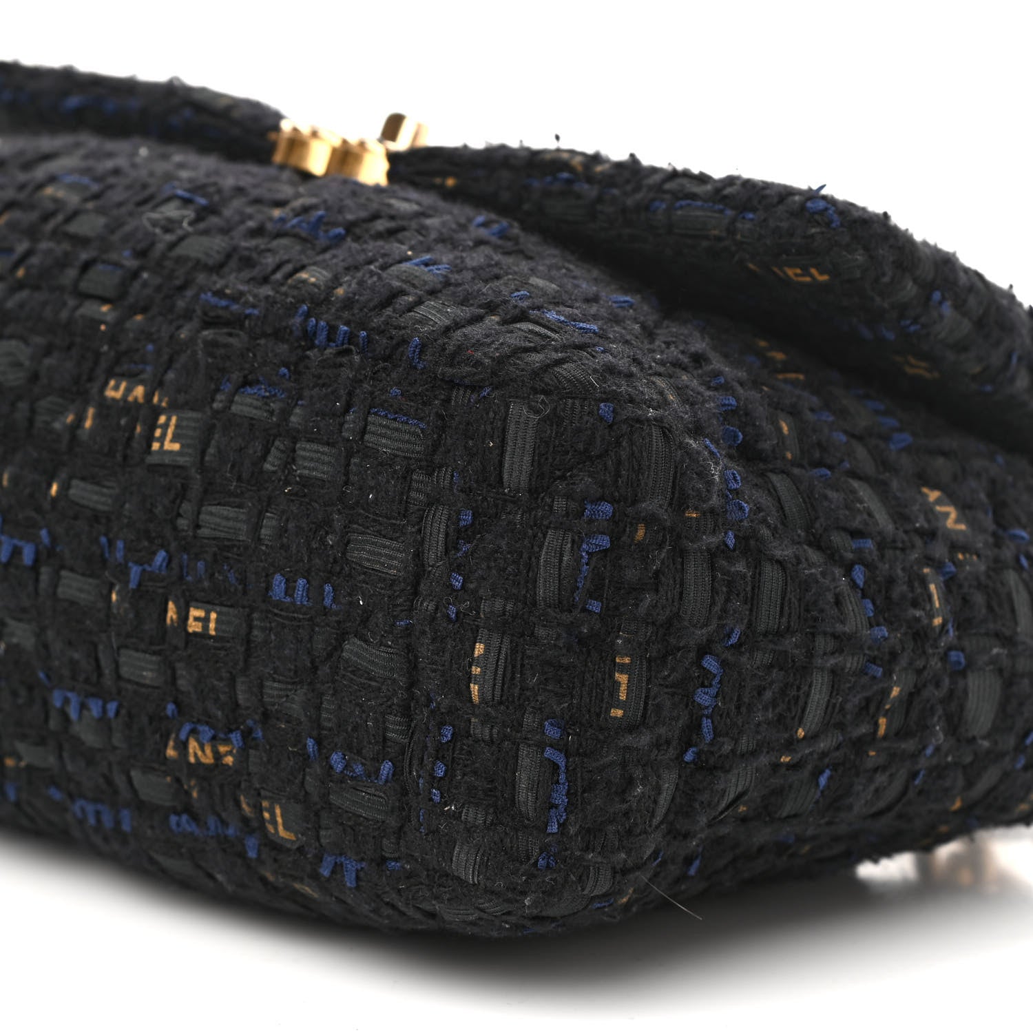 Chanel Tweed Quilted Large Chanel 19 Flap Black Navy Gold 9 of 9