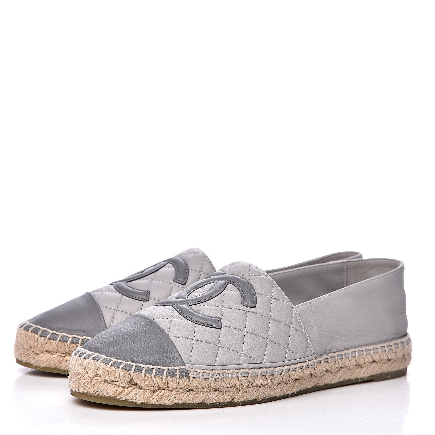 Chanel Lambskin Quilted CC Espadrilles 40 Grey 3 of 10