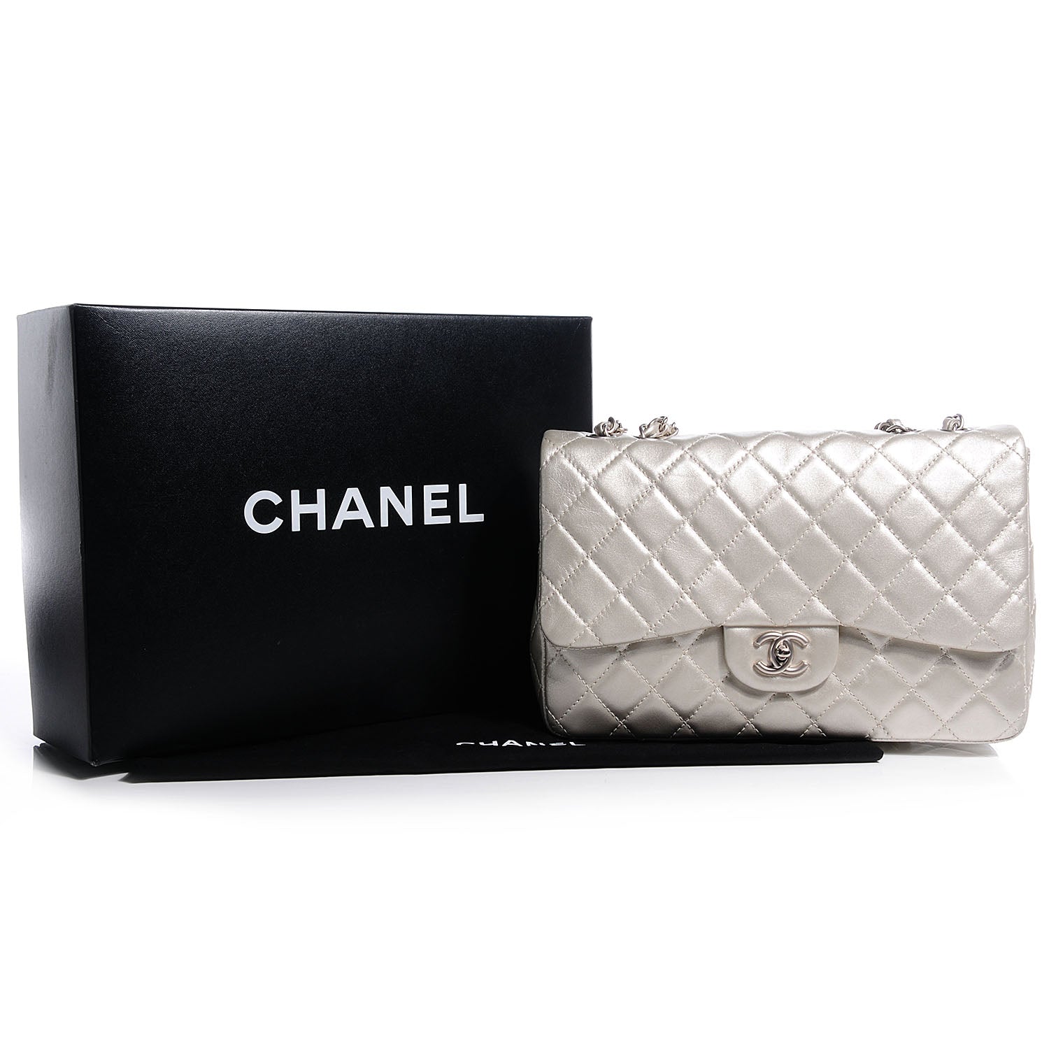 Chanel Metallic Lambskin Quilted Jumbo Single Flap Light Gold 8 of 8