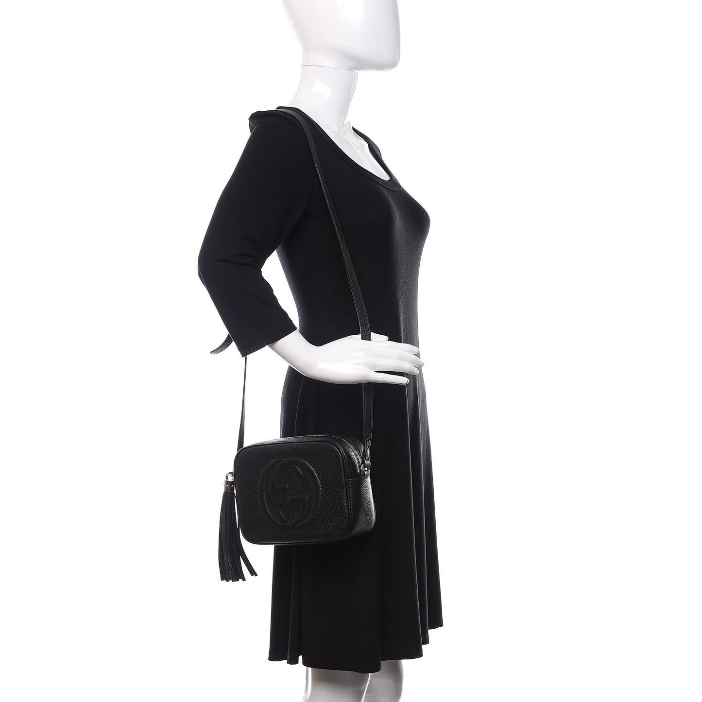 Pebbled Calfskin Small Soho Disco Bag Black