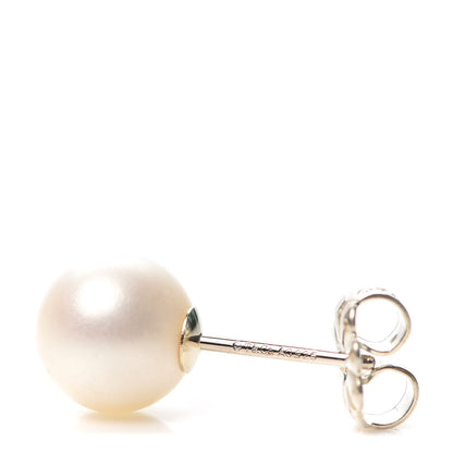 Tiffany Sterling Silver Freshwater Pearl 8-9mm Ziegfeld Earrings 4 of 5