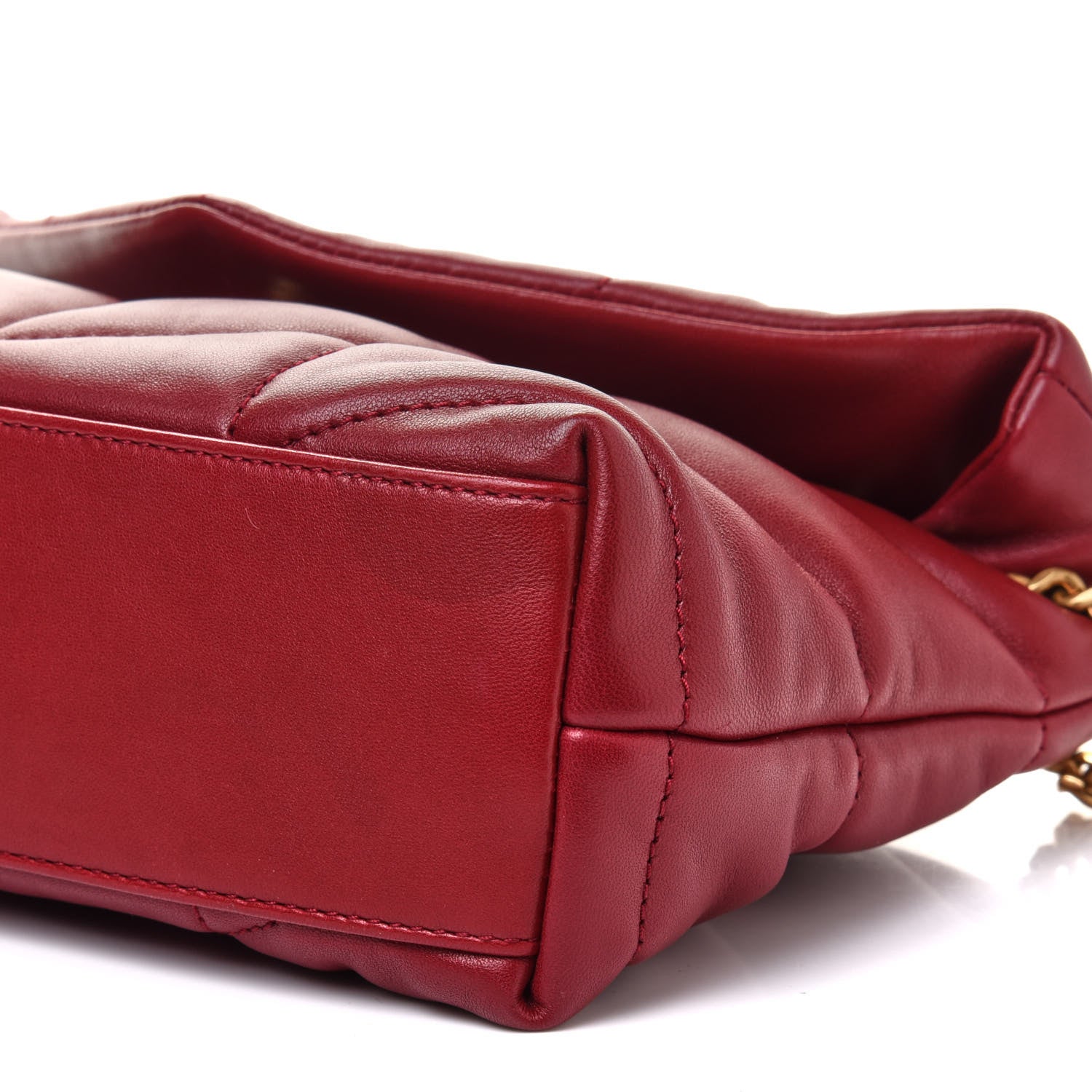 Saint Laurent Lambskin Quilted Toy Loulou Puffer Monogram Chain Satchel Red 10 of 11
