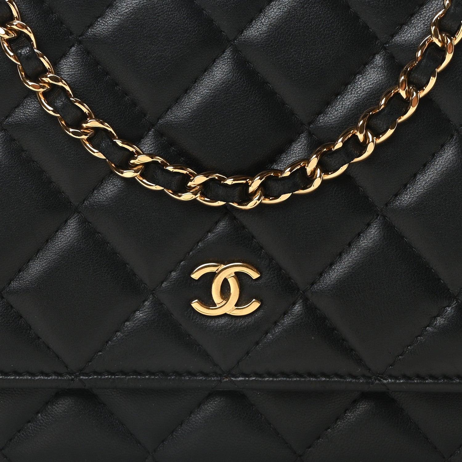 Chanel Lambskin Quilted Wallet On Chain WOC Black 7 of 10