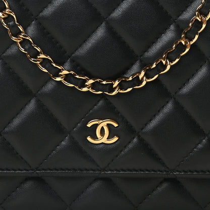 Chanel Lambskin Quilted Wallet On Chain WOC Black 7 of 10