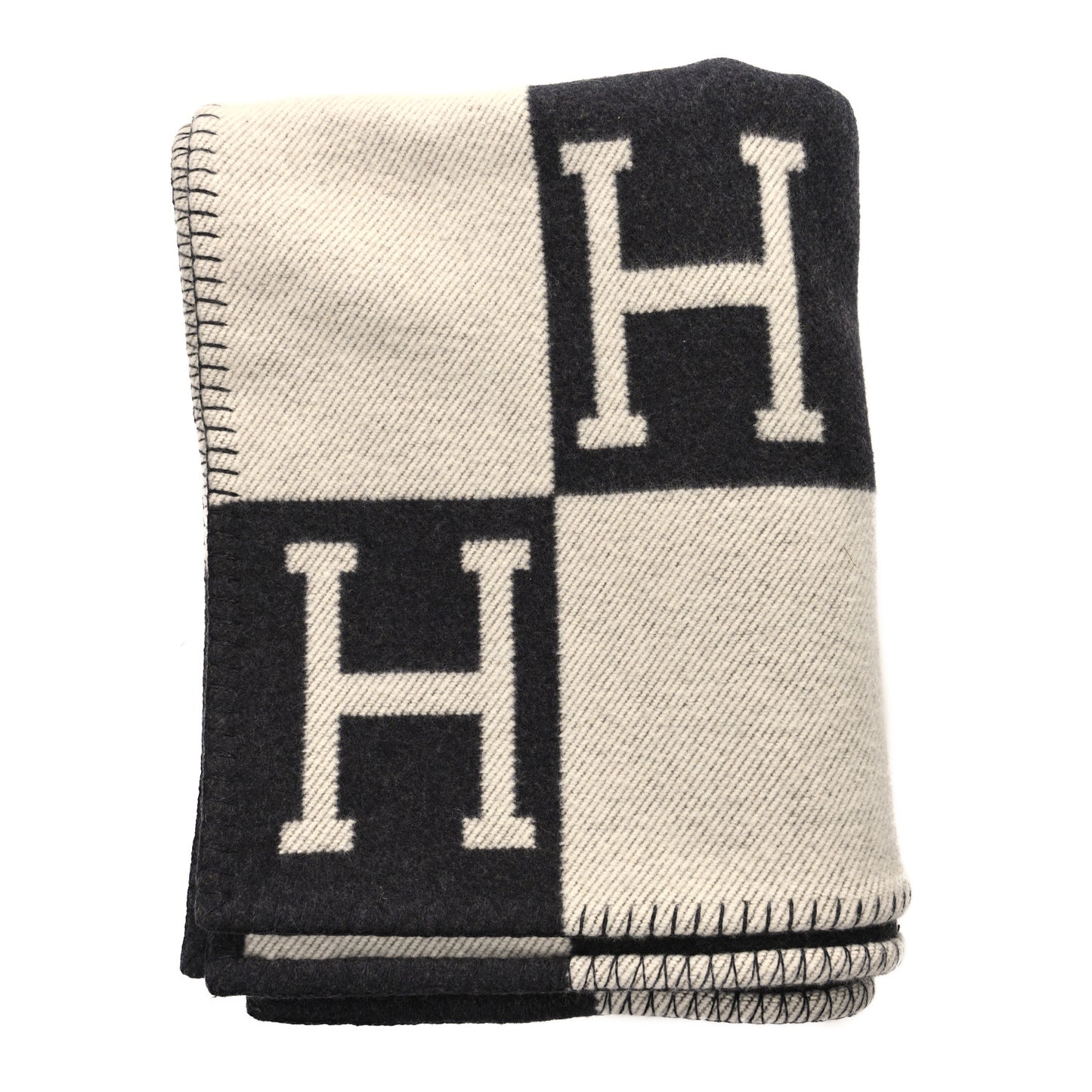Wool Cashmere Avalon Signature Blanket Ecru Gris Fonce