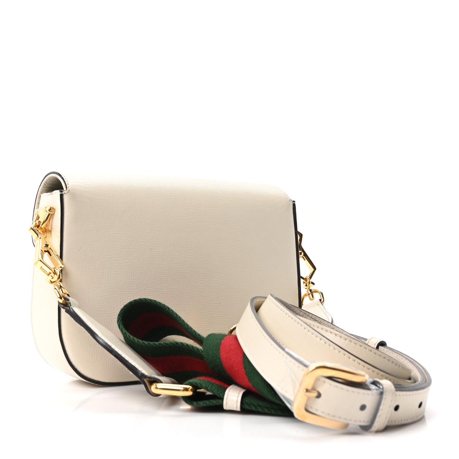 Gucci Azalea Calfskin Web Mini Horsebit 1955 Shoulder Bag Mystic White 3 of 10