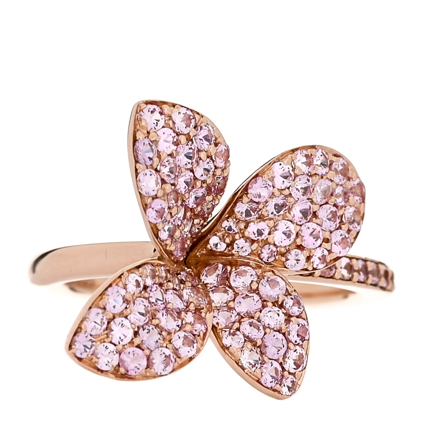 18K Rose Gold Pink Sapphire Petit Garden Ring 52 6