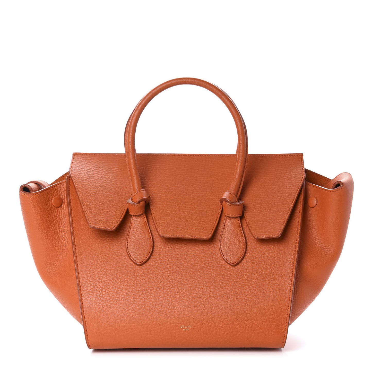 Crisped Calfskin Mini Tie Knot Tote Burnt Orange