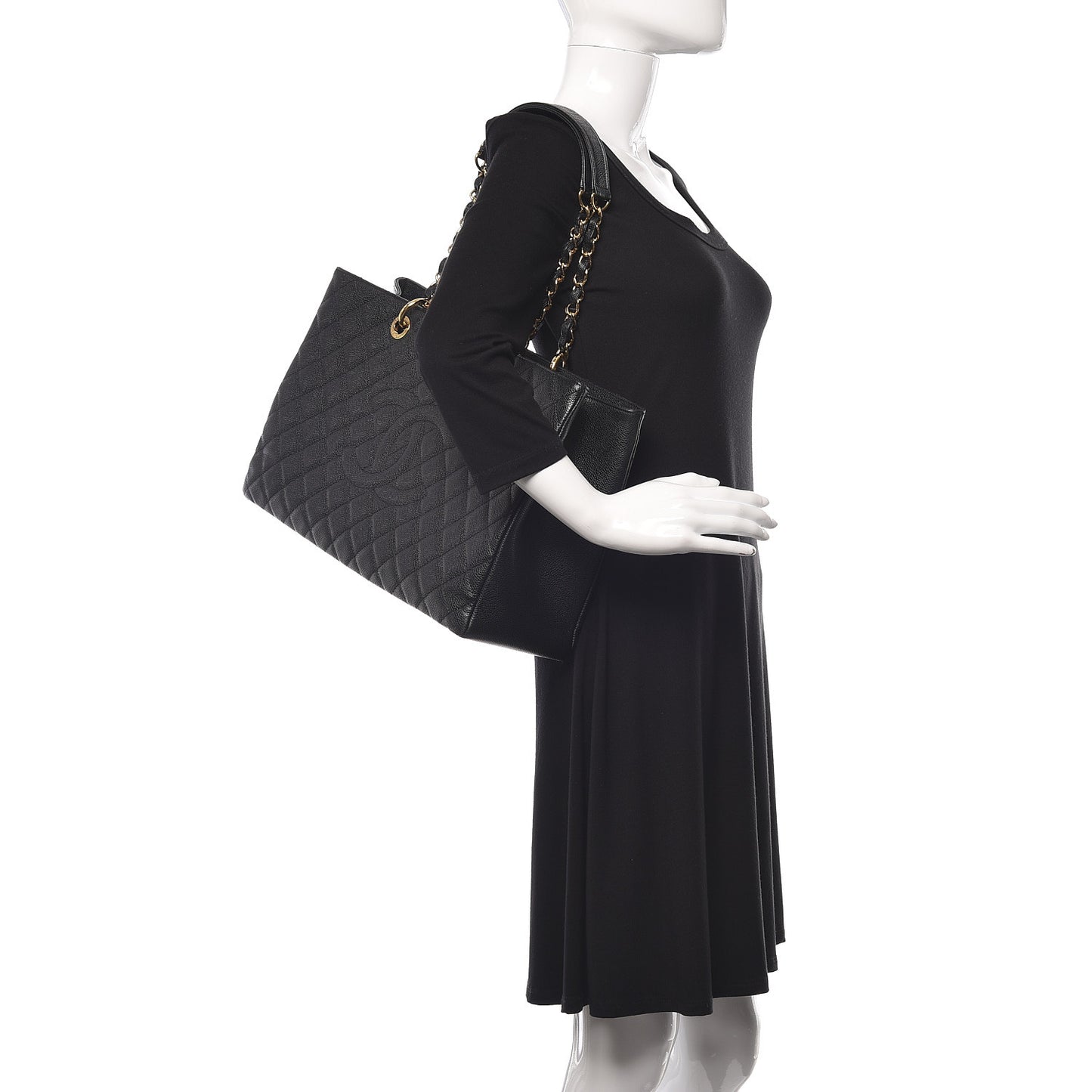 Caviar Quilted XL Grand Shopping Tote GST Black