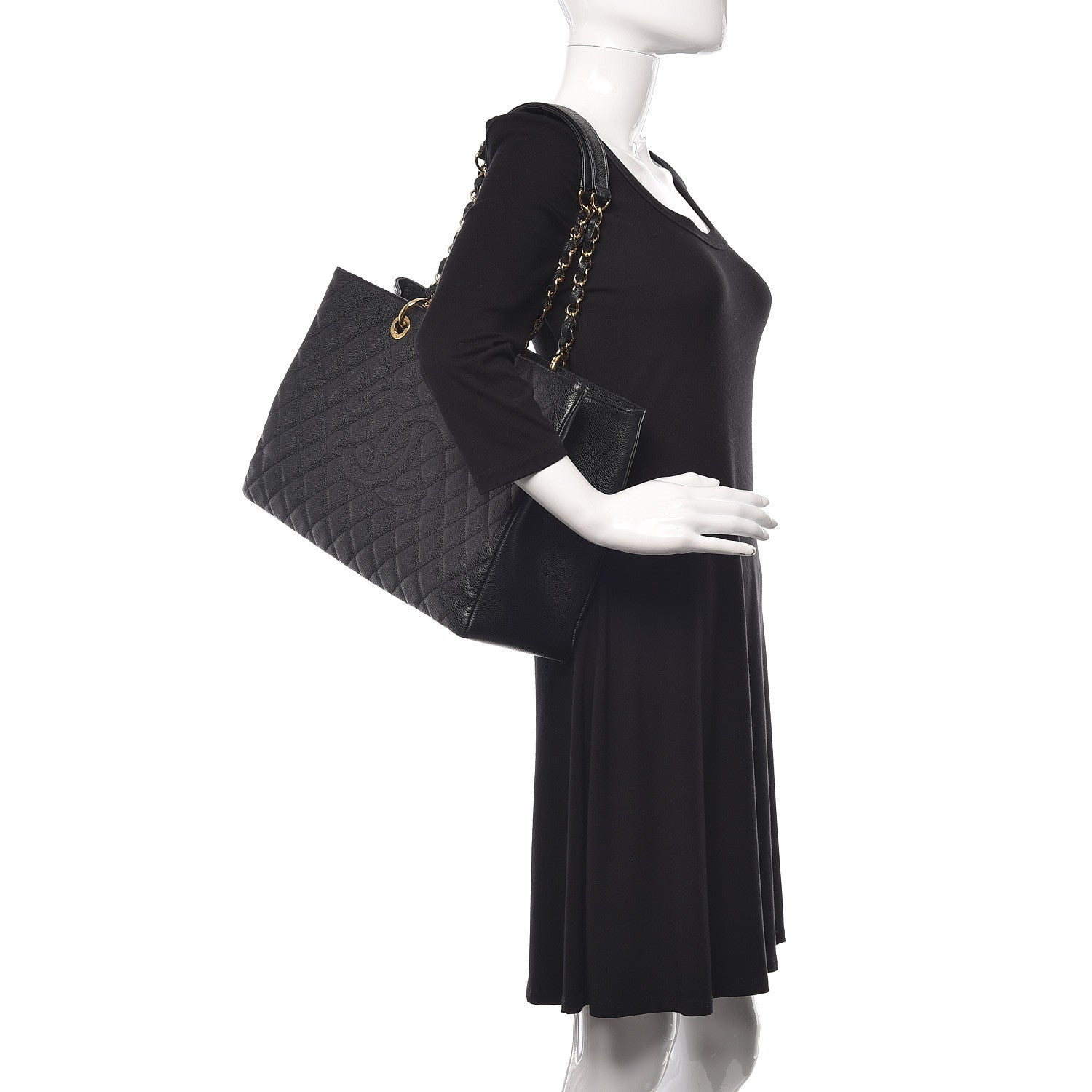 Chanel Caviar Quilted XL Grand Shopping Tote GST Black 2 of 10