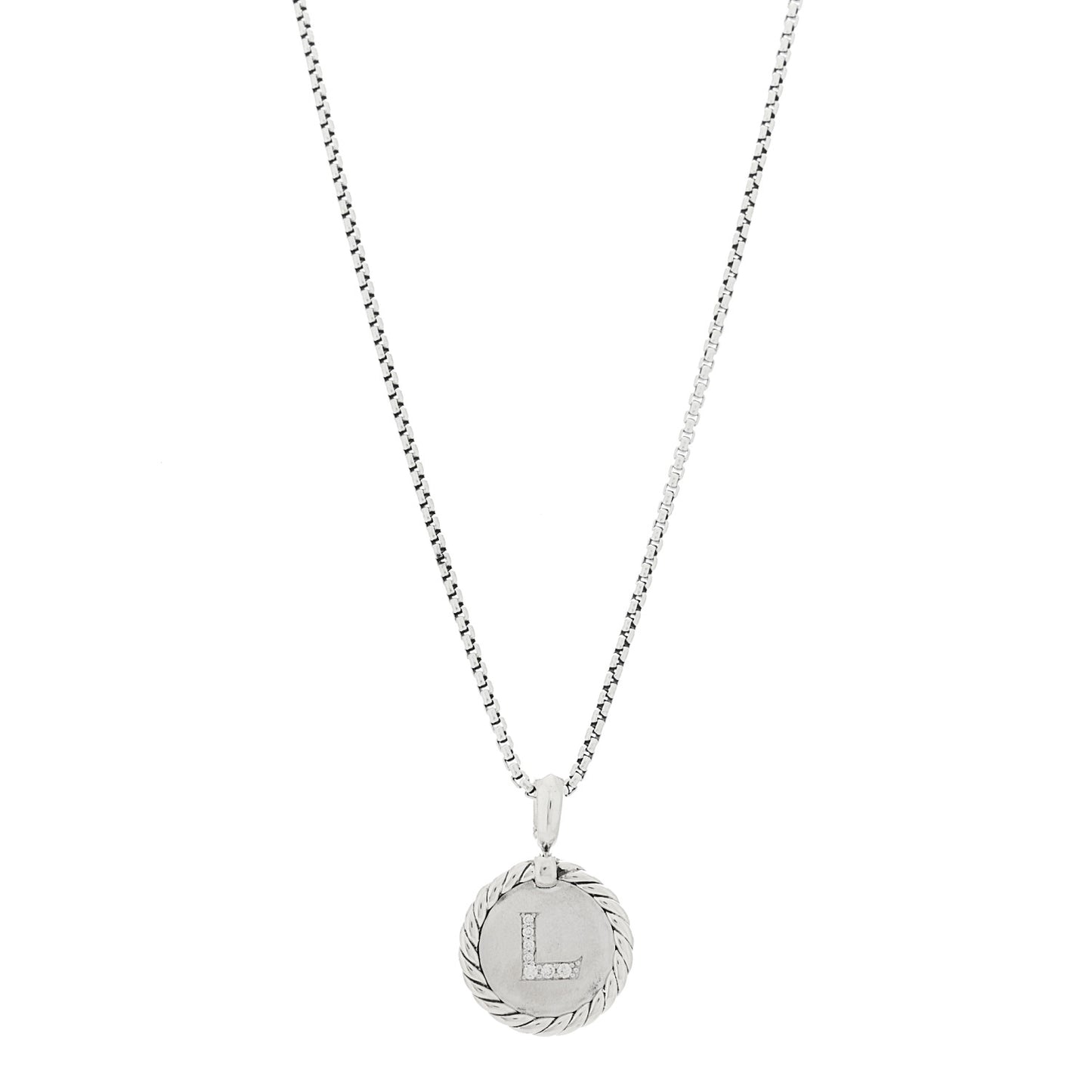 Sterling Silver Diamond Initial L Charm Necklace