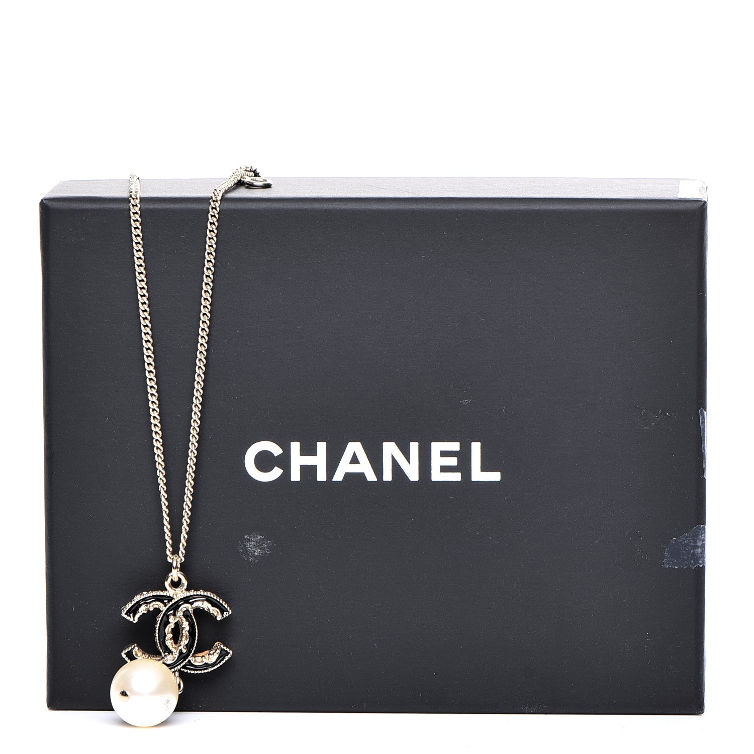 Chanel Enamel CC Baroque Pearl Drop Necklace Black Gold 6 of 6
