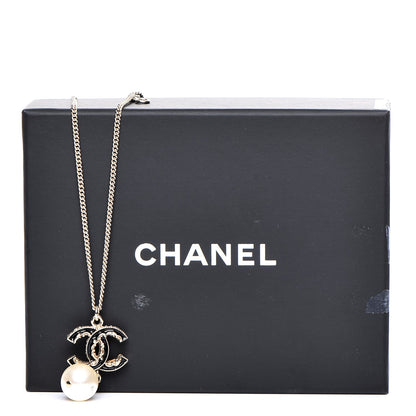 Chanel Enamel CC Baroque Pearl Drop Necklace Black Gold 6 of 6