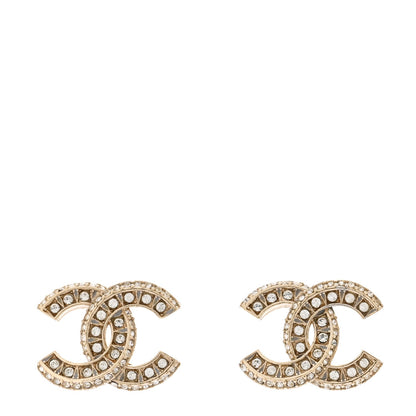 Chanel Crystal Timeless CC Earrings Light Gold 1 of 4