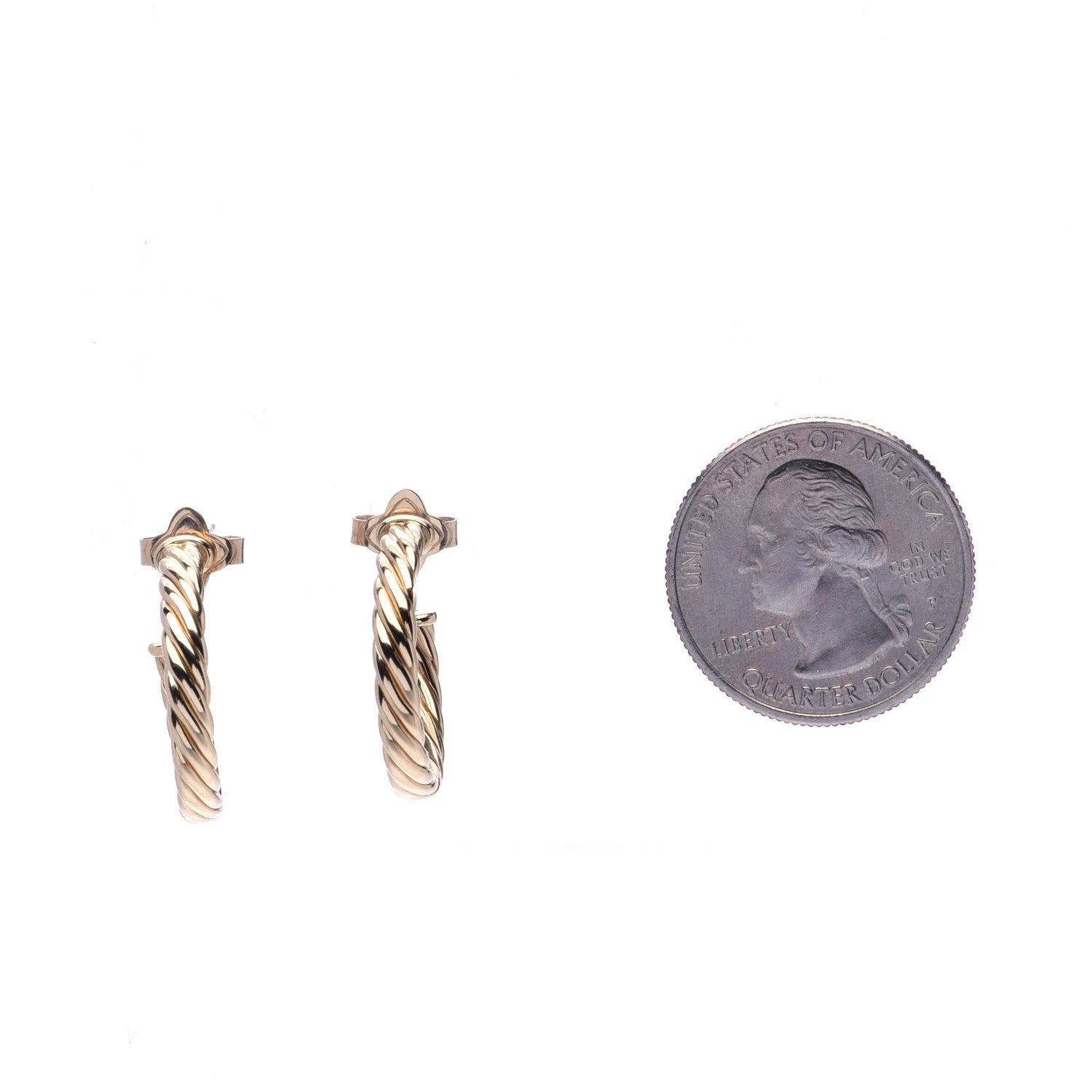 David Yurman 18K Yellow Gold Sculpted Cable Hoop Earrings 2 of 6