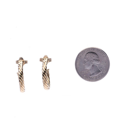 David Yurman 18K Yellow Gold Sculpted Cable Hoop Earrings 2 of 6