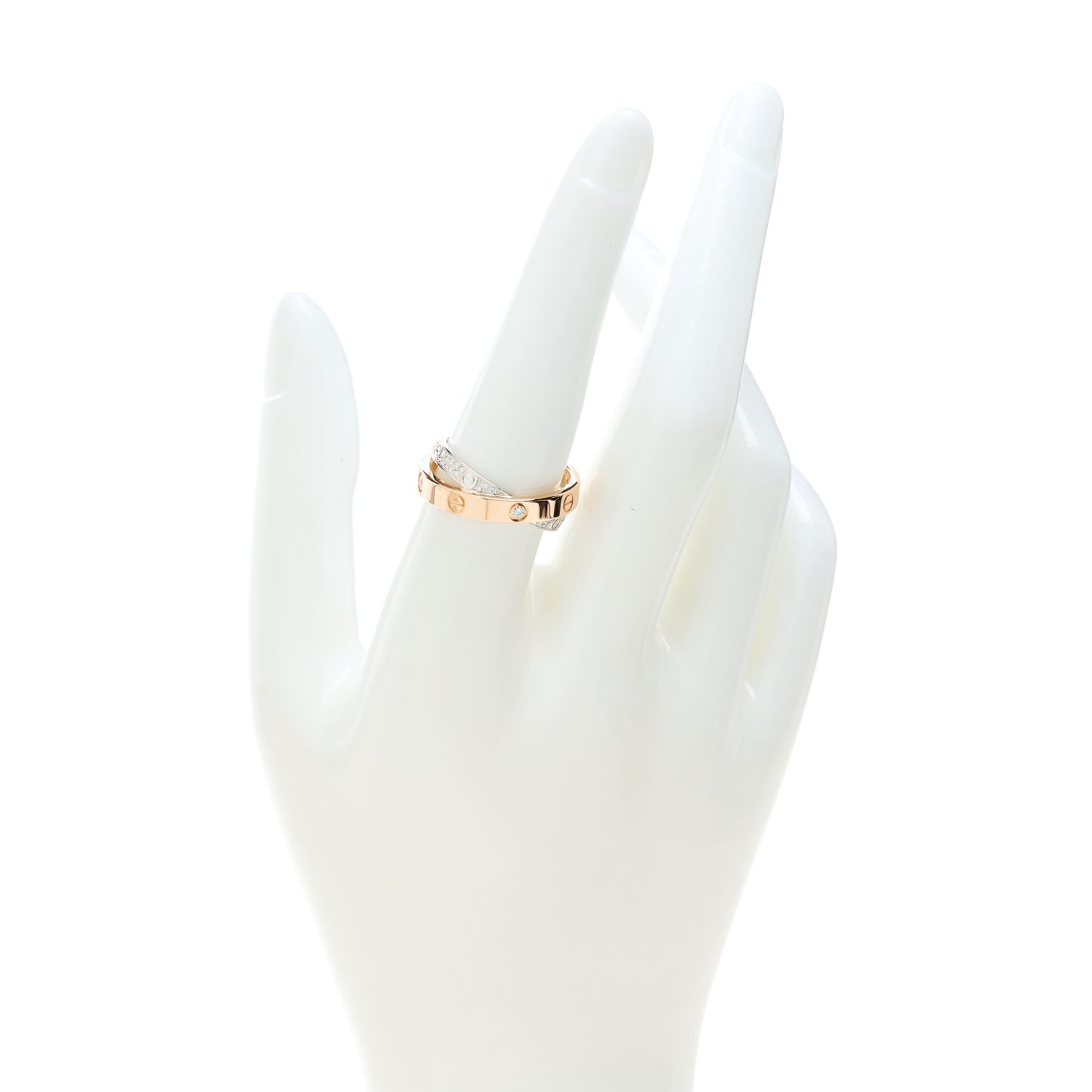18K Pink White Gold Diamond LOVE Pave Ring 54 6.75