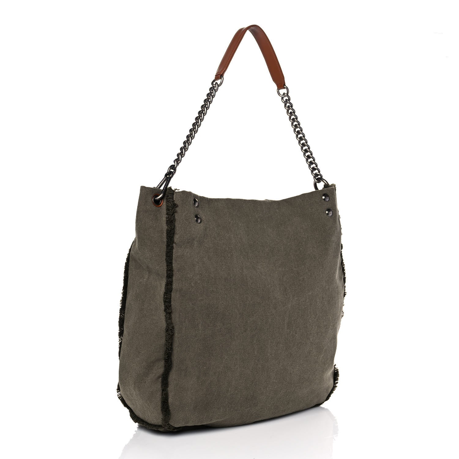 Chanel Canvas Sequins Cubano Trip Hobo Khaki 3 of 9