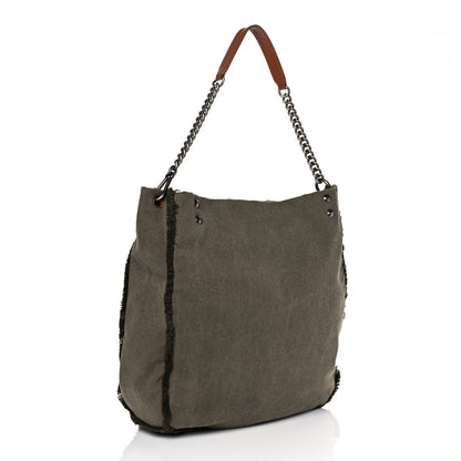 Chanel Canvas Sequins Cubano Trip Hobo Khaki 3 of 9